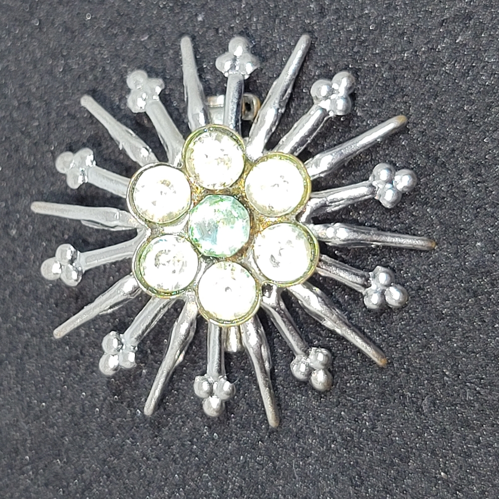 Elegant Silver and Gold Starburst Brooch